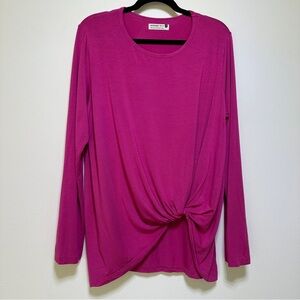 Jackson Rowe Pink Knot Front Modal Long Sleeve Tee Relaxed Fit Size M